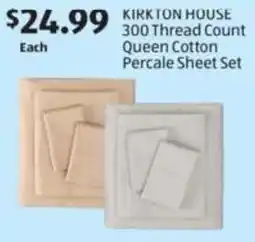 Aldi Kirkton house 300 thread count queen cotton percale sheet set offer