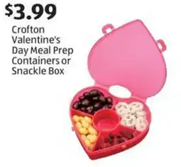Aldi Crofton Valentine's Day Meal Prep Containers or Snackle Box offer