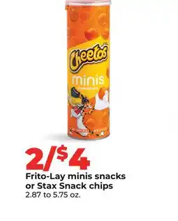 Hy-Vee Frito-Lay minis snacks or Stax Snack chips offer