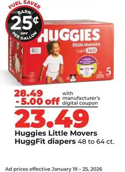 Hy-Vee Huggies Little Movers HuggFit diapers offer