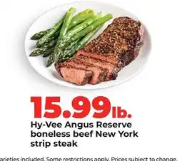 Hy-Vee Hy-Vee Angus Reserve boneless beef New York strip steak offer