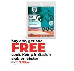 Hy-Vee Louis Kemp imitation crab or lobster offer