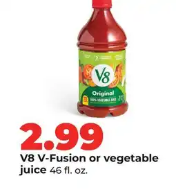Hy-Vee V8 V-Fusion or vegetable juice offer