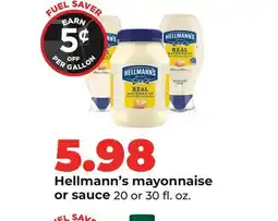 Hy-Vee Hellmann's mayonnaise or sauce offer