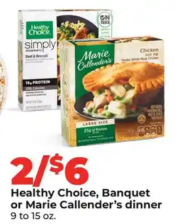 Hy-Vee Healthy Choice, Banquet or Marie Callender's dinner offer