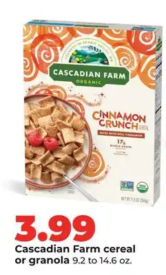 Hy-Vee Cascadian Farm cereal or granola offer