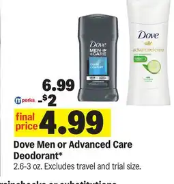 Meijer Dove Men or Advanced Care Deodorant offer