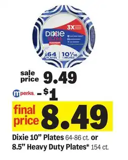 Meijer Dixie 10 Plates 64-86 ct. or 8.5 Heavy Duty Plates* 154 ct offer