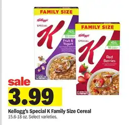 Meijer Kellogg's Special K Family Size Cereal offer
