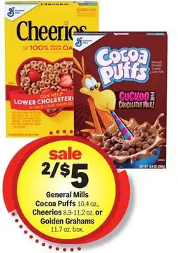 Meijer General Mills Cocoa Puffs 10.4 oz., Cheerios 8.9-11.2 oz. or Golden Grahams 11.7 oz. box offer