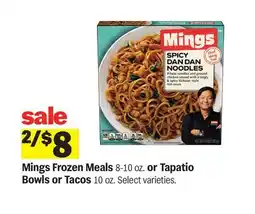 Meijer Mings Frozen Meals 8-10 oz. or Tapatio Bowls or Tacos 10 oz offer