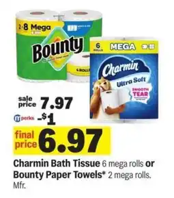 Meijer Charmin Bath Tissue or Bounty Paper Towels offer