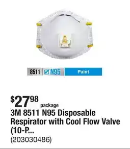 The Home Depot 3M 8511 N95 Disposable Respirator with Cool Flow Valve (10-Pack) offer