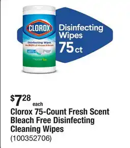 The Home Depot Clorox 75-Count Fresh Scent Bleach Free Disinfecting Cleaning Wipes offer