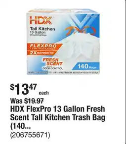 The Home Depot HDX FlexPro 13 Gallon Fresh Scent Tall Kitchen Trash Bag (140-Count) offer