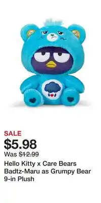 Game Stop Hello Kitty x Care Bears Badtz-Maru as Grumpy Bear 9-in Plush offer