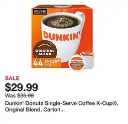 Office Depot Dunkin' Donuts Single-Serve Coffee K-Cup , Original Blend, Carton Of 44 offer