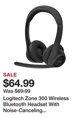 Office Depot Logitech Zone 300 Wireless Bluetooth Headset With Noise-Canceling Microphone, Black, 981-001406 offer