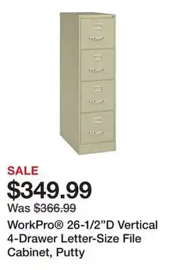 Office Depot WorkPro 26-1/2D Vertical 4-Drawer Letter-Size File Cabinet, Putty offer