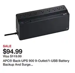 Office Depot APC Back-UPS 900 9-Outlet/1-USB Battery Backup And Surge Protector, BVN900M1, Black offer