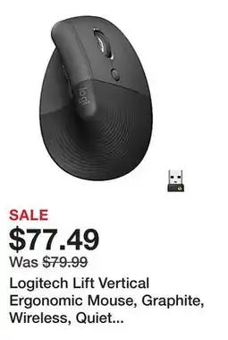 Office Depot Logitech Lift Vertical Ergonomic Mouse, Graphite, Wireless, Quiet clicks offer