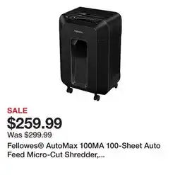 Office Depot Fellowes AutoMax 100MA 100-Sheet Auto Feed Micro-Cut Shredder, Black, 4704001 offer