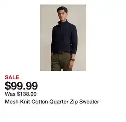 Belk Mesh Knit Cotton Quarter Zip Sweater offer