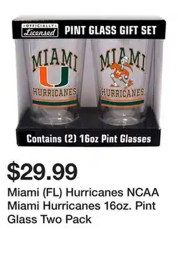 Belk Miami (FL) Hurricanes NCAA Miami Hurricanes 16oz. Pint Glass Two Pack offer