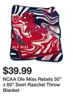 Belk NCAA Ole Miss Rebels 50 x 60 Swirl Raschel Throw Blanket offer