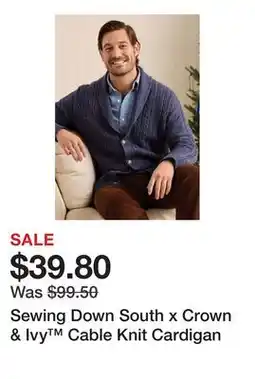 Belk Sewing Down South x Crown & Ivy Cable Knit Cardigan offer