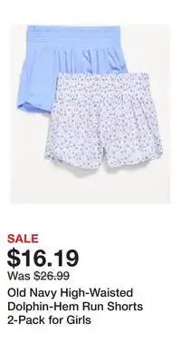 Old Navy Old Navy High-Waisted Dolphin-Hem Run Shorts 2-Pack for Girls offer