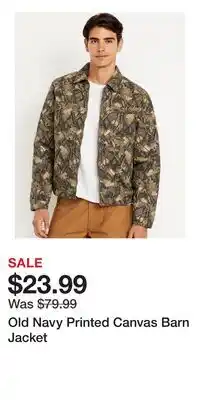Old Navy Old Navy Printed Canvas Barn Jacket offer
