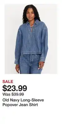 Old Navy Old Navy Long-Sleeve Popover Jean Shirt offer