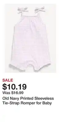 Old Navy Old Navy Printed Sleeveless Tie-Strap Romper for Baby offer