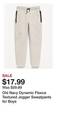 Old Navy Old Navy Dynamic Fleece Textured Jogger Sweatpants for Boys offer