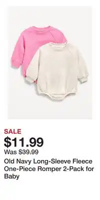 Old Navy Old Navy Long-Sleeve Fleece One-Piece Romper 2-Pack for Baby offer