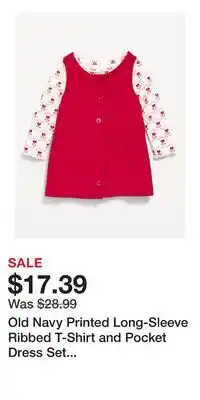Old Navy Old Navy Printed Long-Sleeve Ribbed T-Shirt and Pocket Dress Set for Baby offer