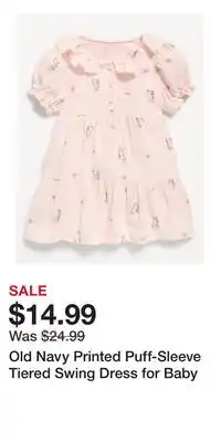 Old Navy Old Navy Printed Puff-Sleeve Tiered Swing Dress for Baby offer