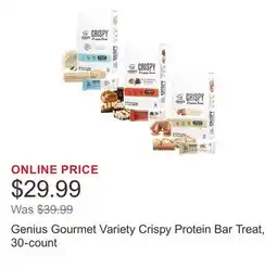 Costco Genius Gourmet Variety Crispy Protein Bar Treat, 30-count offer