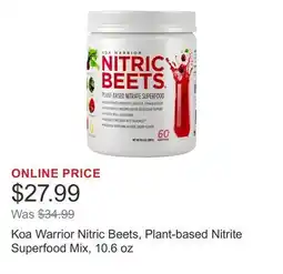 Costco Koa Warrior Nitric Beets, Plant-based Nitrite Superfood Mix, 10.6 oz offer