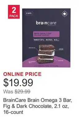Costco BrainCare Brain Omega 3 Bar, Fig & Dark Chocolate, 2.1 oz, 16-count offer