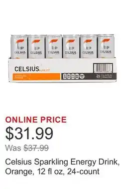 Costco Celsius Sparkling Energy Drink, Orange, 12 fl oz, 24-count offer