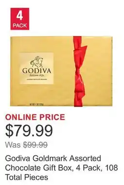 Costco Godiva Goldmark Assorted Chocolate Gift Box, 4 Pack, 108 Total Pieces offer