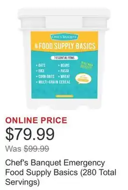 Costco Chef's Banquet Emergency Food Supply Basics (280 Total Servings) offer
