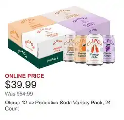 Costco Olipop 12 oz Prebiotics Soda Variety Pack, 24 Count offer