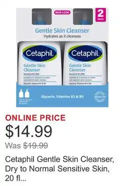 Costco Cetaphil Gentle Skin Cleanser, Dry to Normal Sensitive Skin, 20 fl oz, 2-count offer