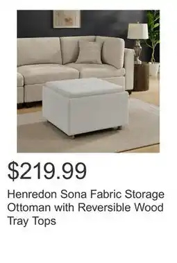 Costco Henredon Sona Fabric Storage Ottoman with Reversible Wood Tray Tops offer