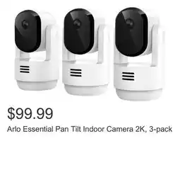 Costco Arlo Essential Pan Tilt Indoor Camera 2K, 3-pack offer
