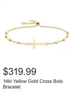 Costco 14kt Yellow Gold Cross Bolo Bracelet offer