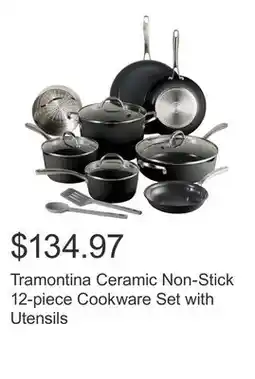 Costco Tramontina Ceramic Non-Stick 12-piece Cookware Set with Utensils offer